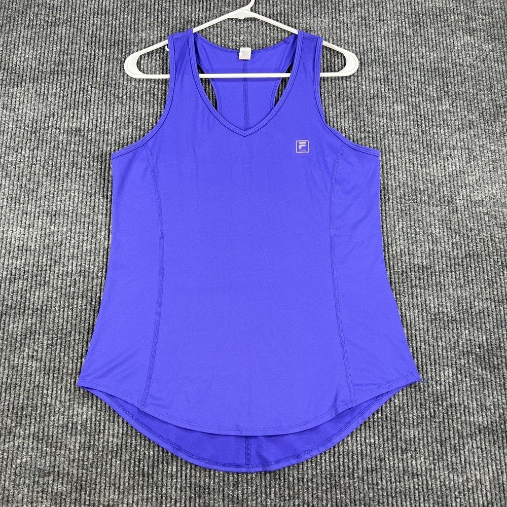 FILA Tank Top Shirt Womens Medium Purple Sleeveless Workout Gym Run Lift